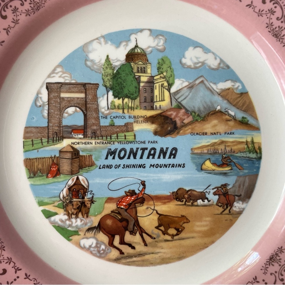 Vintage Montana State Collectible Souvenir Commemorative Plate 10 Inch - Picture 2 of 9